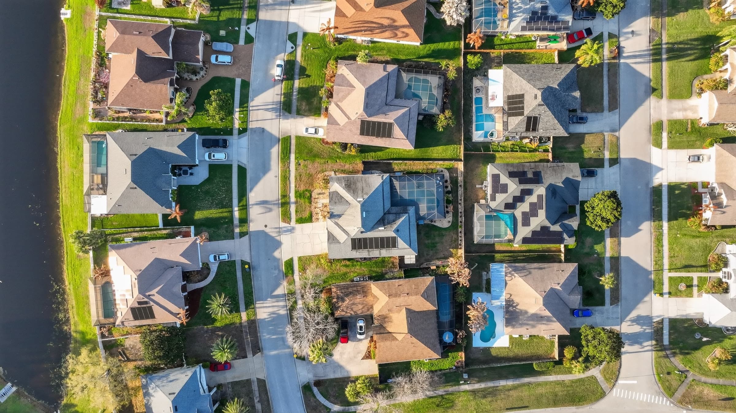A top-down drone view of a listing PMH shot from the air