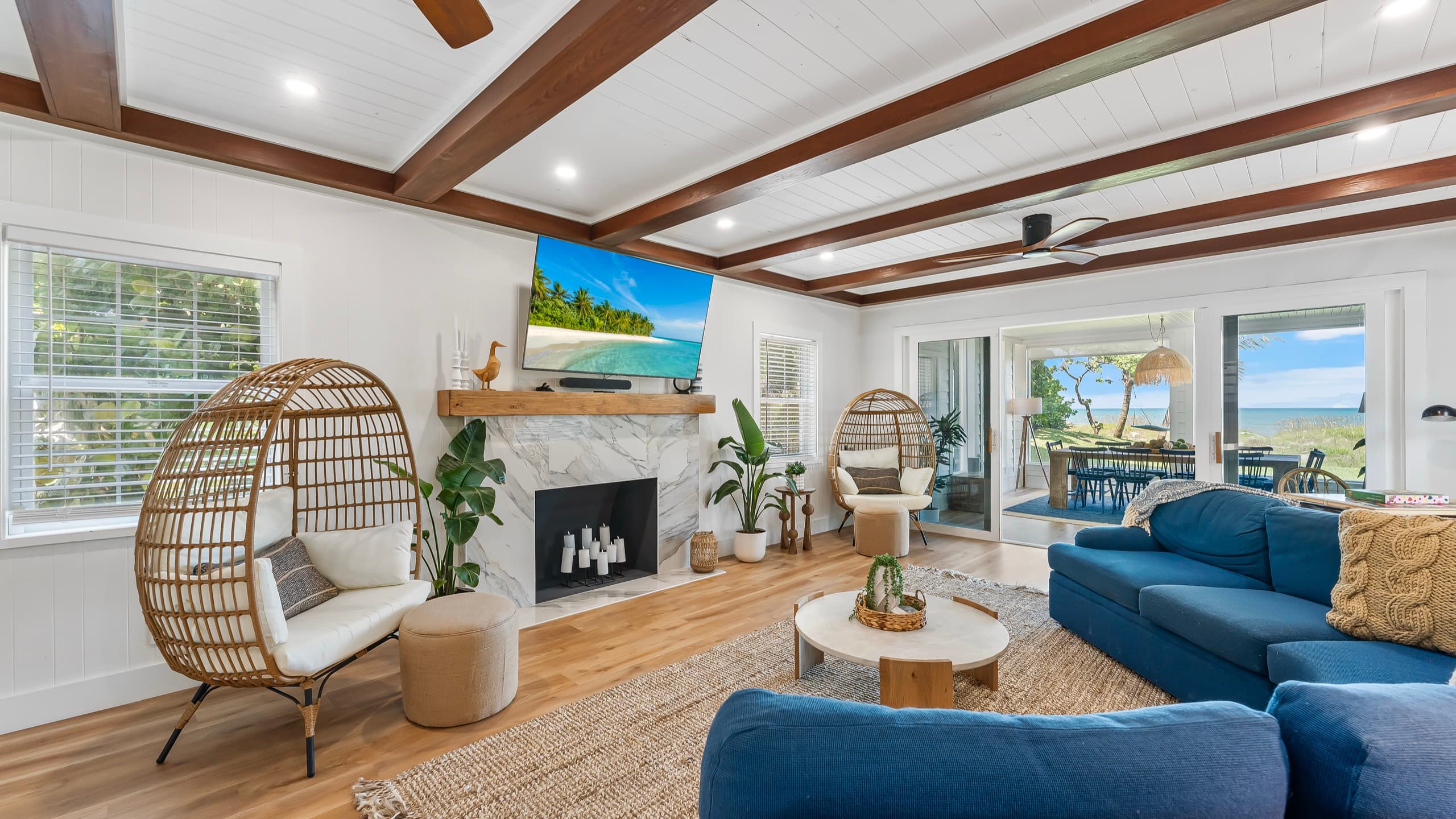 Coastal dream home photographed against the water