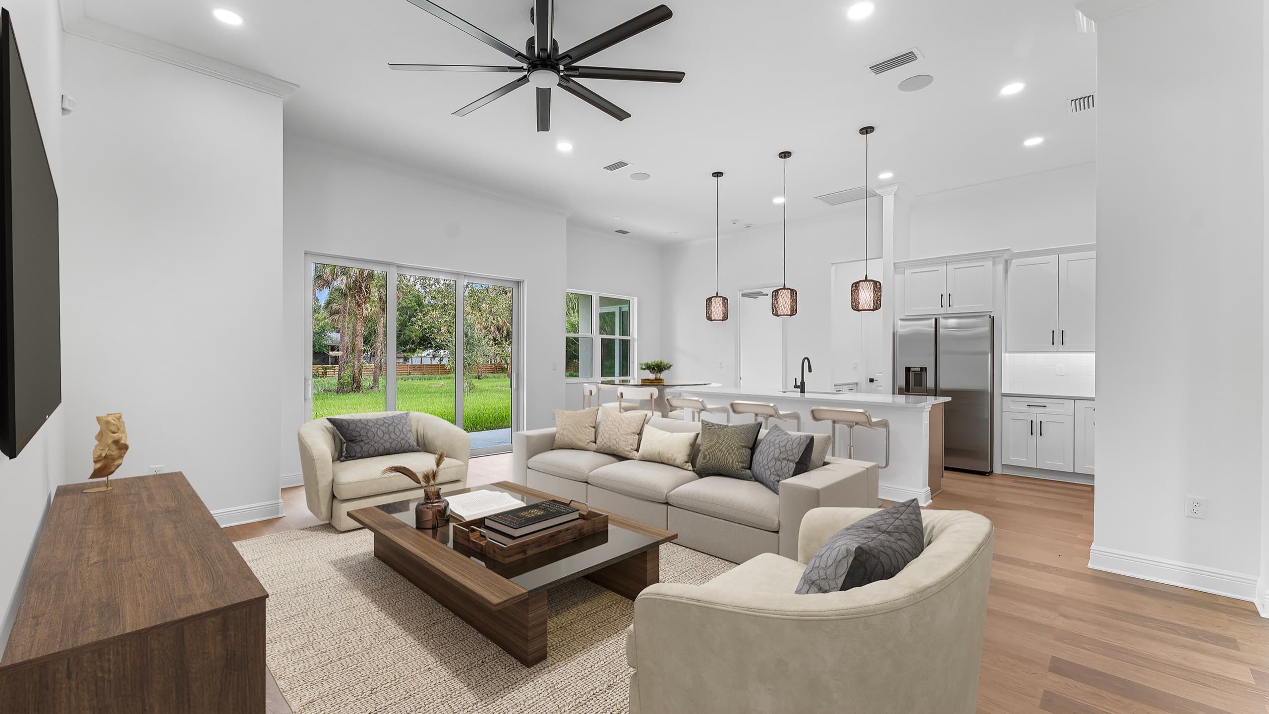 Virtually staged family room